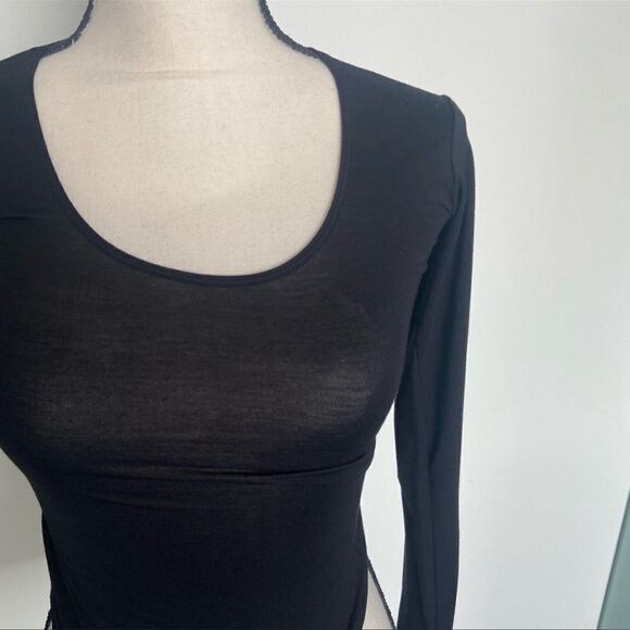 NWT The Kit Undergarments Long-sleeve Black Thong Bodysuit in dust bag Size 2 - Picture 3 of 10